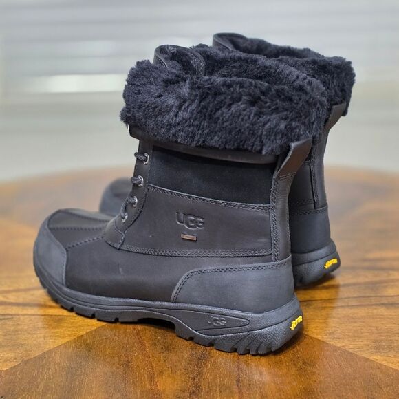 UGG Butte Waterproof Men's Black Boots Size 11 Convertible Leather Fur Lined New - Picture 6 of 12